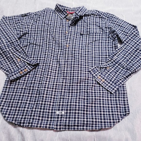 The North Face Other - The North Face Blue White Plaid Long Sleeve Button Down Shirt